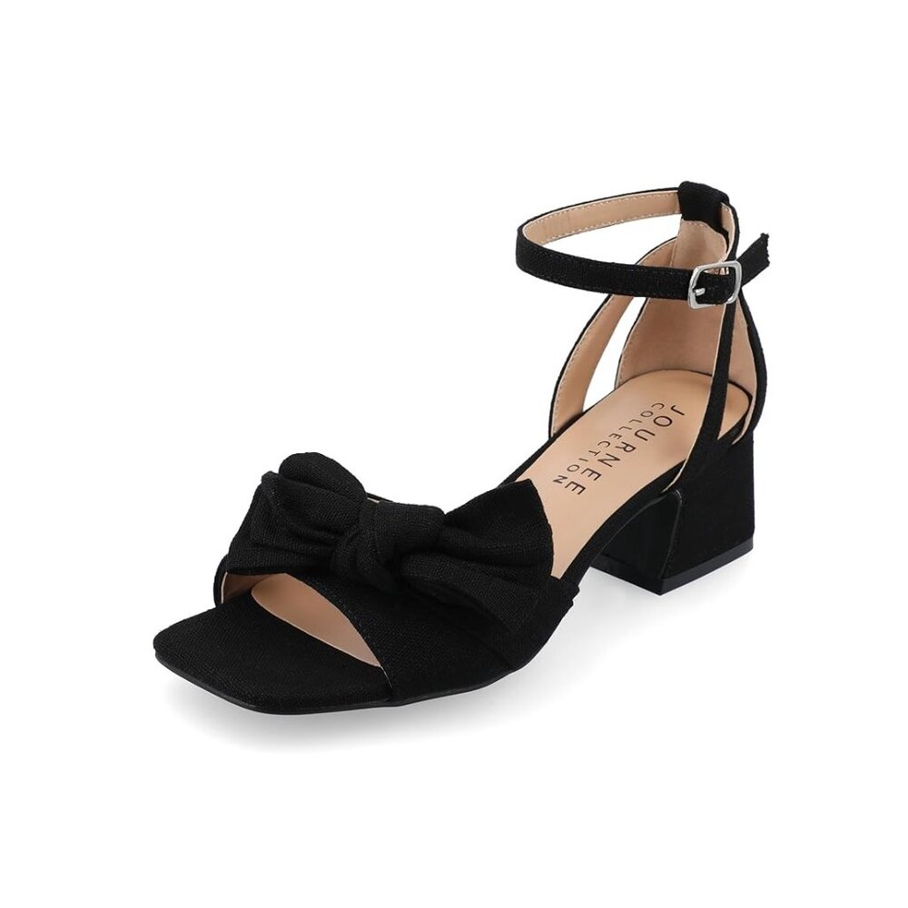 NiB Journee Women's Zevi Open Toe Bow Knot Sandals Black Size 6 W $80 RY1422